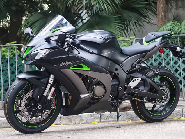 Carenados Moto Kawasaki ZX10R 2011-2015 - Negro Mate Verde Blanco Honeycomb