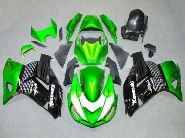 Carenados Moto Kawasaki ZX14R ZZR1400 2006-2011 - Verde Blanco Negro Brillante