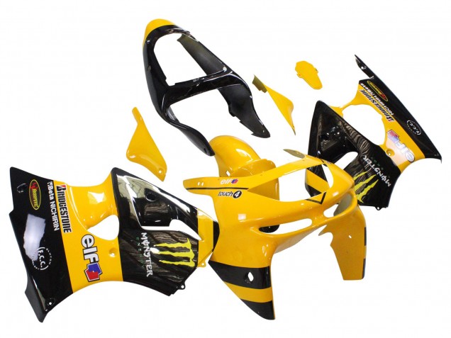 Carenados Moto Kawasaki ZX6R 1998-1999 - Amarillo Negro Monstruo Elf Bridgestone