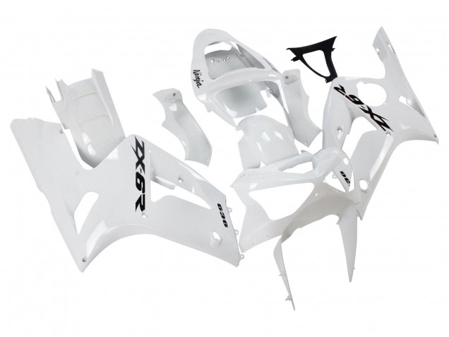 Carenados Moto Kawasaki ZX6R 2003-2004 - Blanco Negro Calcomanías