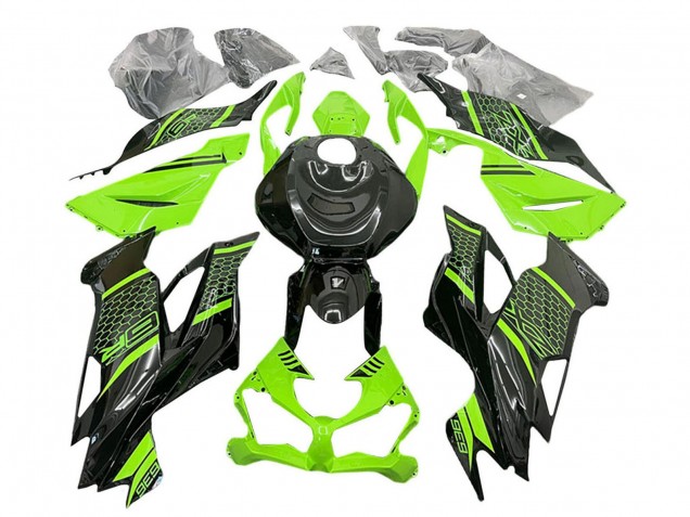 Carenados Moto Kawasaki ZX6R 2019-2022 - Verde Negro Honeycomb