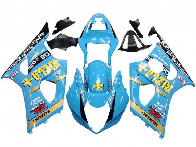 Carenados Moto Suzuki GSXR 1000 2003-2004 - Azul Claro Amarillo Negro Rizla Motul
