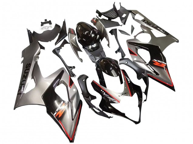 Carenado Moto Suzuki GSXR 1000 2005-2006 - Plata Negro Rojo