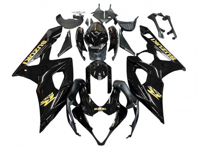 Carenados Moto Suzuki GSXR 1000 2005-2006 - Negro Brillante Oro Calcomanía
