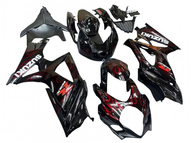 Carenados Moto Suzuki GSXR 1000 2007-2008 - Negro Rojo Llama