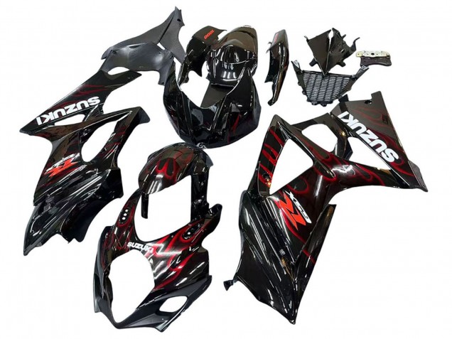 Carenados Moto Suzuki GSXR 1000 2007-2008 - Negro Rojo Llama