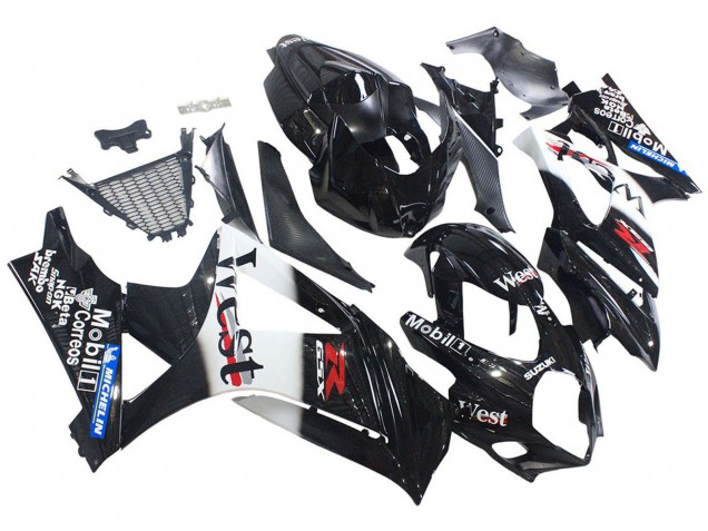 Carenados Moto Suzuki GSXR 1000 2007-2008 - Negro Brillante Blanco West