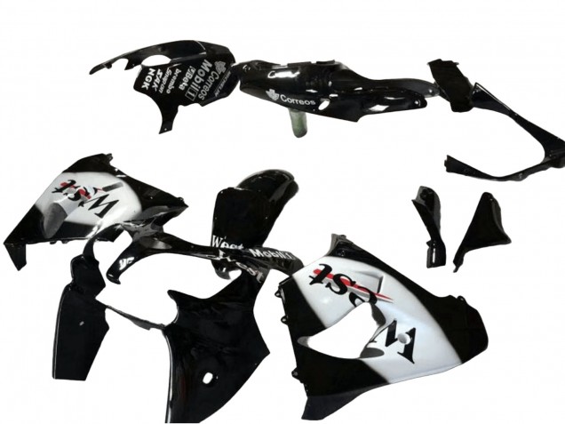 Carenado Moto Kawasaki ZX9R 2000-2001 - Negro Brillante Blanco West