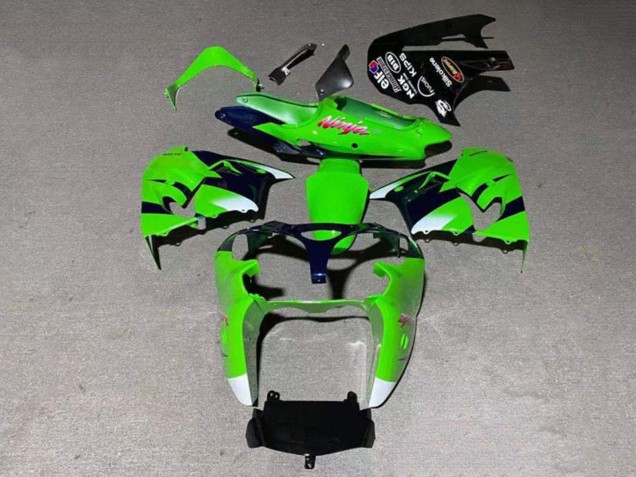 Carenado Moto Kawasaki ZX9R 2000-2001 - Verde Blanco Negro Brillante
