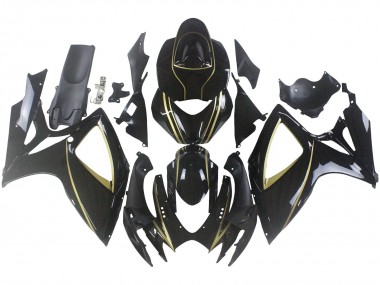 Carenados Moto Suzuki GSXR 600 / GSXR 750 2006-2007 - Negro Brillante Oro Raya