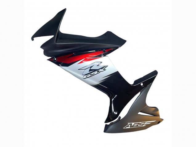 Carenados Moto Suzuki GSXR 600 / GSXR 750 2011-2024 - Negro Brillante Falsificado FibraCarbono Plata Rojo