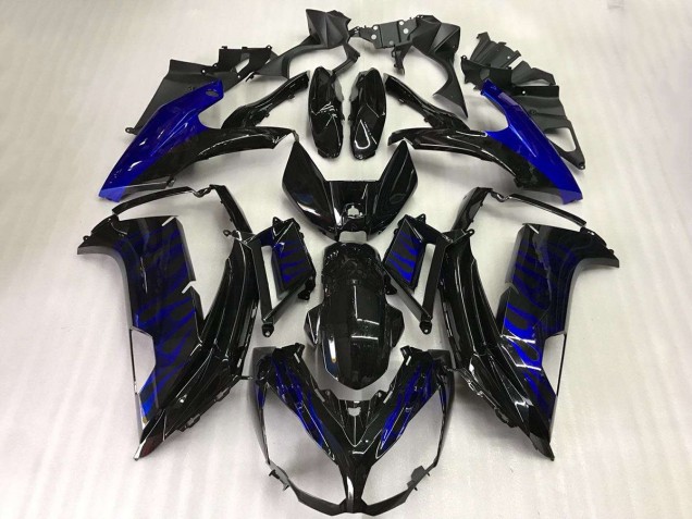 Carenados Moto Kawasaki EX650 2012-2016 - Negro Brillante Azul Llama