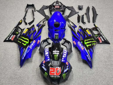 Carenados Moto Yamaha YZF R3/R25 2019-2021 - Azul Negro Brillante Verde ENEOS Monstruo 20