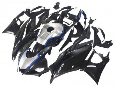 Carenados Moto Yamaha YZF R3/R25 2022-2024 - Negro FibraCarbono Estilo Plata Azul