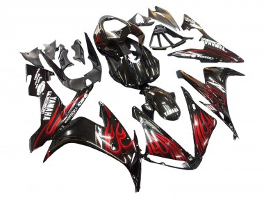 Carenados Moto Yamaha YZF 1000 R1 2004-2006 - Negro Brillante Rojo Llama
