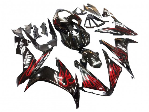 Carenados Moto Yamaha YZF 1000 R1 2004-2006 - Negro Brillante Rojo Llama