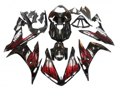 Carenados Moto Yamaha YZF 1000 R1 2004-2006 - Negro Brillante Rojo Llama