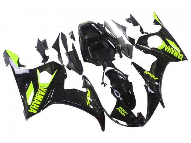 Carenados Moto Yamaha YZF R6S 2006-2009 - Negro Brillante Neon Amarillo