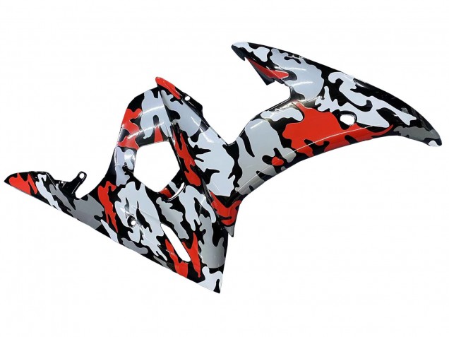 Carenados Moto Yamaha YZF R6S 2006-2009 - Negro Rojo Gris Camouflage