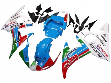 Carenados Moto Yamaha YZF 600 R6 2005 - Azul Claro Blanco Verde Rojo Kastinee Dunlop Motul