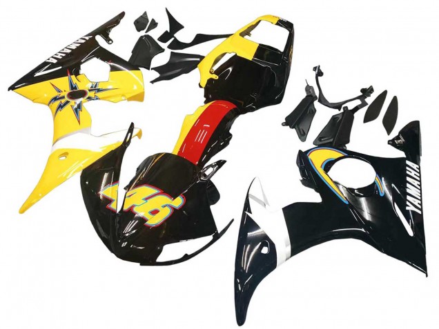 Carenados Moto Yamaha YZF 600 R6 2005 - Negro Amarillo Rojo 46
