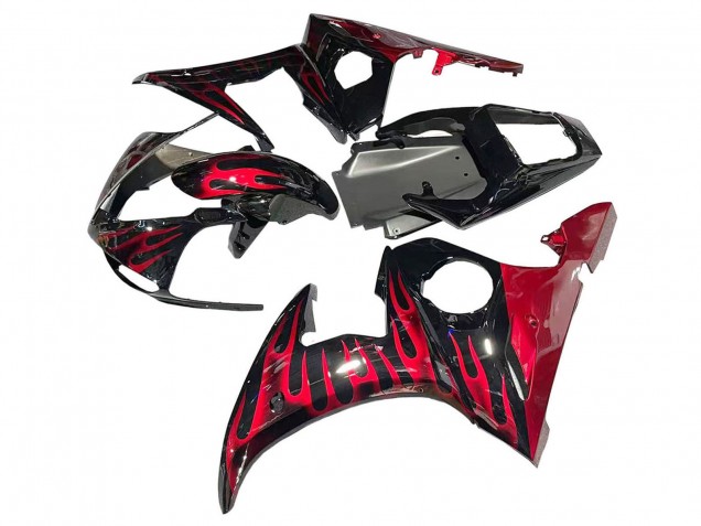 Carenados Moto Yamaha YZF 600 R6 2005 - Negro Rojo Llama