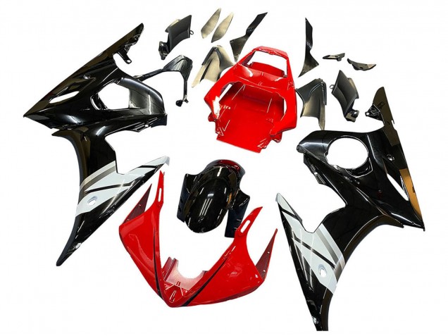 Carenados Moto Yamaha YZF 600 R6 2005 - Rojo Blanco Negro Brillante