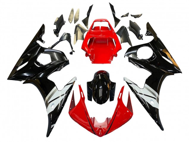 Carenados Moto Yamaha YZF 600 R6 2005 - Rojo Blanco Negro Brillante