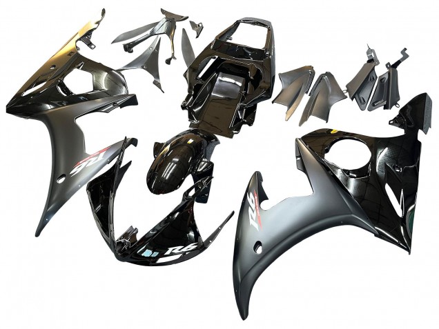 Carenados Moto Yamaha YZF 600 R6 2005 - Negro Brillante Negro Mate Oro
