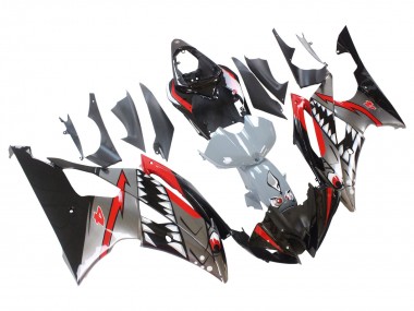 Carenados Moto Yamaha YZF 600 R6 2008-2016 - Plata Negro Rojo Tiburón 4