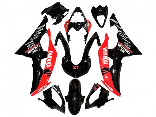Carenados Moto Yamaha YZF 600 R6 2008-2016 - Rojo Negro Brillante DENSO Yamalube 21