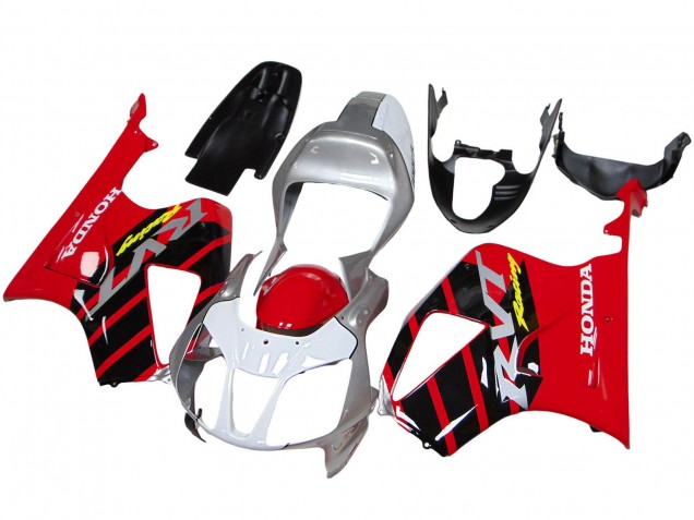 Carenados Moto Honda VTR1000 2000-2006 - Plata Rojo Negro Raya Carrera