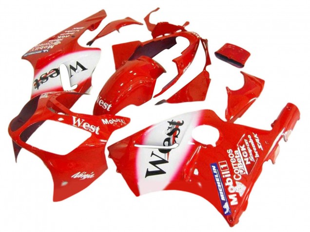 Carenados Moto Kawasaki ZX12R 2000-2001 - Rojo Blanco Negro West