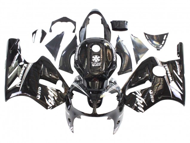 Carenados Moto Kawasaki ZX12R 2000-2001 - Negro Brillante Blanco Elf Nieve