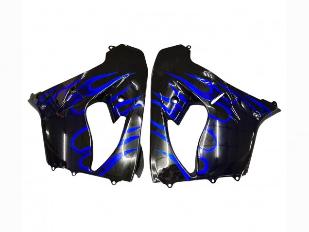 Carenados Moto Kawasaki ZX9R 2000-2001 - Negro Brillante Azul Llama Blanco