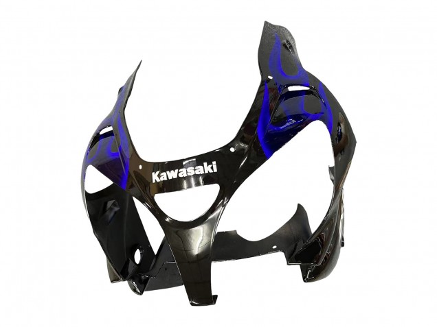 Carenados Moto Kawasaki ZX9R 2000-2001 - Negro Brillante Azul Llama Blanco