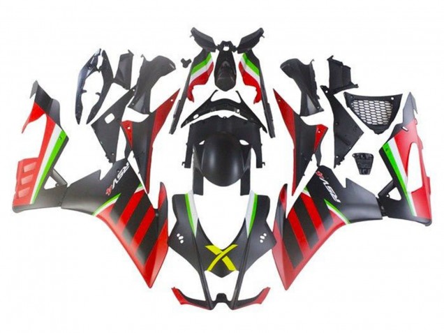 Carenados Moto Aprilia RSV4 1000 2009-2015 - Negro Mate Rojo Verde Raya