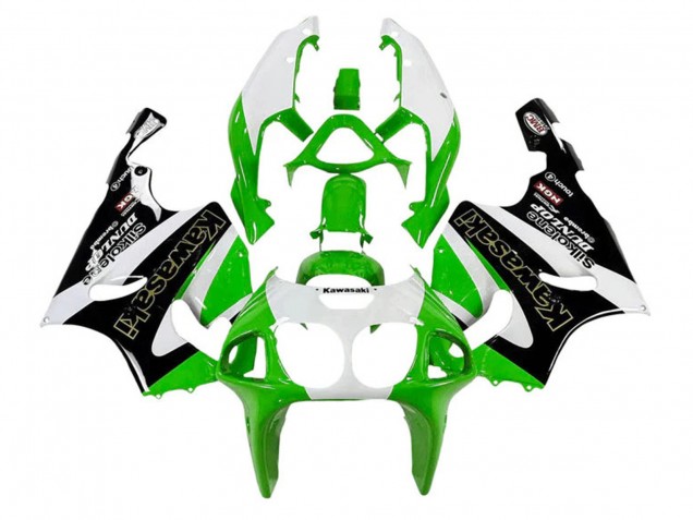 Carenados Moto Kawasaki ZX7R 1996-2003 - Blanco Verde Negro Oro Silkolene Dunlop