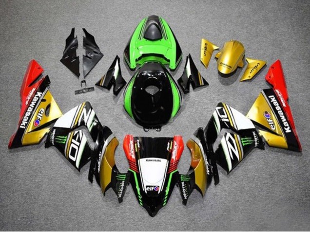Carenados Moto Kawasaki ZX10R 2004-2005 - Oro Negro Verde Blanco Rojo