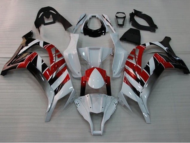 Carenados Moto Kawasaki ZX10R 2011-2015 - Blanco Rojo Negro Raya
