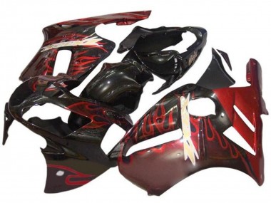 Carenados Moto Kawasaki ZX12R 2000-2001 - Negro Brillante Rojo Llama