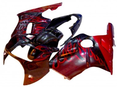 Carenados Moto Kawasaki ZX12R 2002-2006 - Negro Brillante Rojo Llama