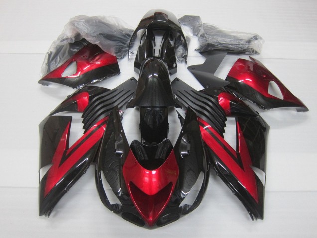 Carenados Moto Kawasaki ZX14R ZZR1400 2006-2011 - Rojo Caramelo Negro Brillante