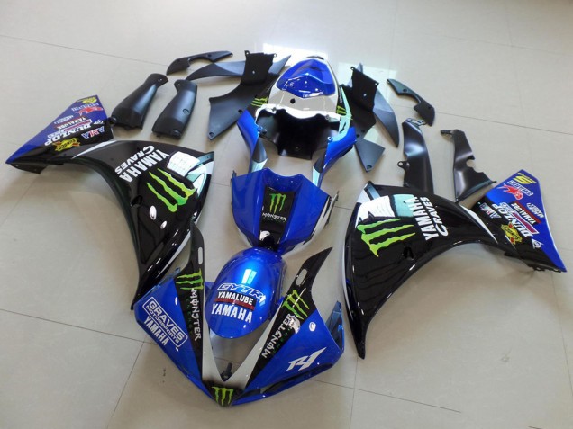 Carenados Moto Yamaha YZF R1 2012-2014 - Azul Blanco Negro Brillante Verde Graves Yamalube Monstruo