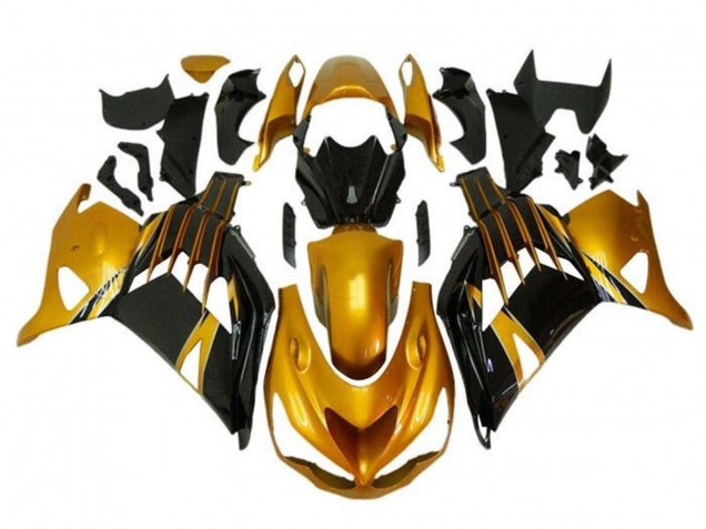 Carenados Moto Kawasaki ZX14R ZZR1400 2012-2024 - Oro Negro Brillante