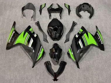 Carenados Moto Kawasaki EX300 2013-2024 - Negro Brillante Verde Blanco Raya