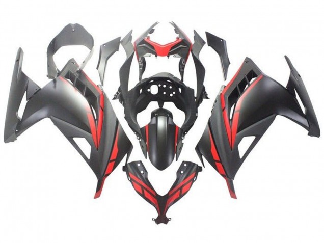Carenado Moto Kawasaki EX300 2013-2017 - Negro Mate Rojo