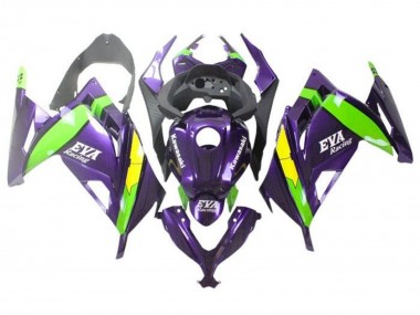 Carenados Moto Kawasaki EX300 2013-2024 - Púrpura Verde Amarillo EVA Racing