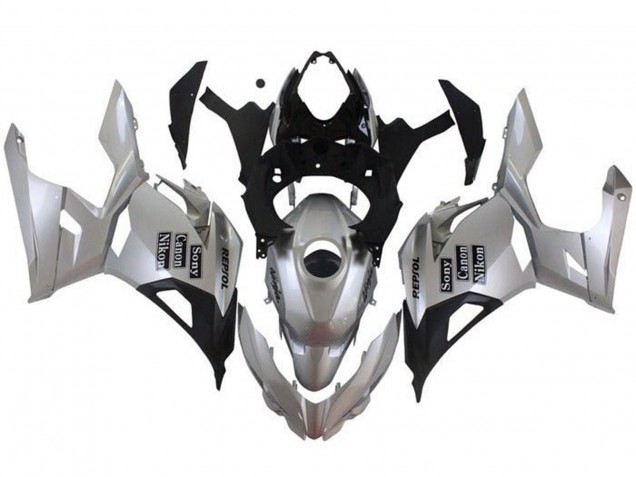 Carenados Moto Kawasaki Ninja 400 2018-2024 - Plata Negro Repsol