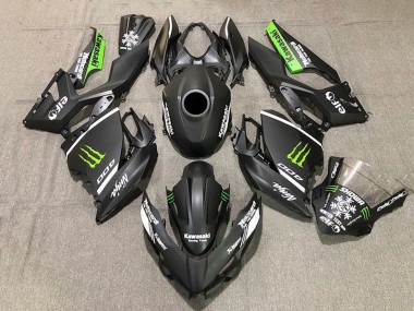 Carenados Moto Kawasaki Ninja 400 2018-2024 - Negro Mate Blanco Verde Monstruo Nieve
